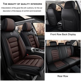 Cscevt 5 Seat Covers for KIA Sorento Plug-in Hybrid 2022-2025 Leather Car Seat Covers Waterproof Anti-Slip Car Seat Protectors Comfort Automotive Seat Covers with Airbag（Standard,Black+Coffee）