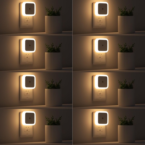 Sujeet 8-Pack Dusk to Dawn Nightlights - Warm White Plug-in