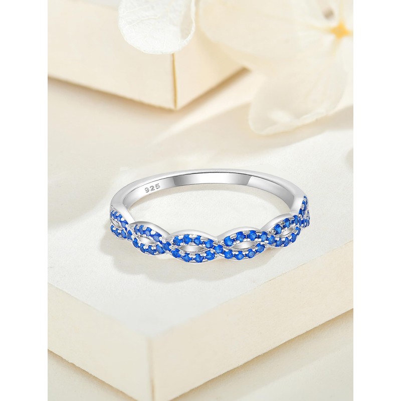 JIWOY Twisted Stackable Ring 925 Sterling Silver Infinity Ring Round