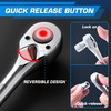 KOOPOOL 3-Piece Ratchet Set, 1/4", 3/8", 1/2" Drive Ratchet Wrench,