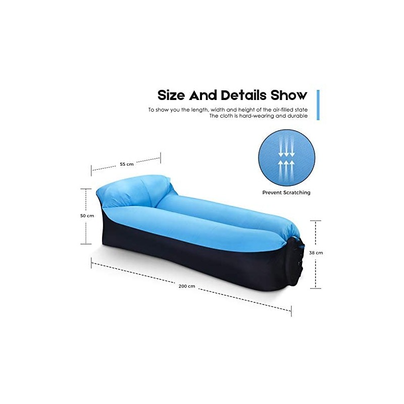 Inflatable Lounger, Lazy Air Sofa with Headrest Waterproof Couch Bed