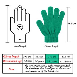 Cooraby 24 Pairs Kids Gloves Winter Magic Gloves Warm Knitted Stretchy Full Fingers Gloves (Fluorescent Yellow,Fluorescent Pink,Assorted Color, 6-11 Years)