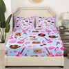 jejeloiu Girls Music Bed Sheets Pink Guitar Cat Western Cowgirl