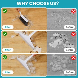 Mini Dustpan and Brush Set for pet, Handheld Broom and Dustpan Set for Cleaning Cat Litter, Car, Small Spaces, Broom for Pet Hair, Liquid, Food, Pet Hair Removal Broom for Dog, Cat, Rabbit (3 Pack)