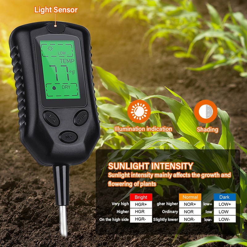Multifunctional High Accurancy Soil PH Tester Soil Moisture/PH/Temperature Sunlight Intensity