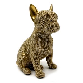FUNSXBUG 6.5 Inch Resin French Bulldog Statue Dog Figurines Sculpture Collectibles Home Office Desktop Decor Outdoor Garden Display Decoration (Gold)