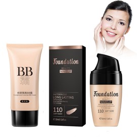 Moisturizing Liquid Foundation, 30ml Flüssige Foundation feuchtigkeitsspendend, langanhaltend– Naturkosmetik, seidige Textur - Inklusive passender BB Creme für natürlichen Look (Elfenbein, 30ml)
