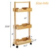 Lyellfe 3 Tire Shower Caddy Stand, Bamboo Shower Floor Organizer