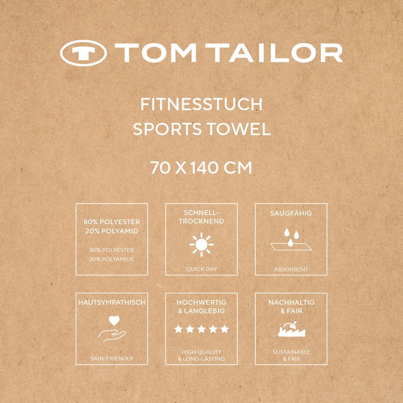 Tom Tailor Sports Towel 70 x 140 cm, 80% Polyester,