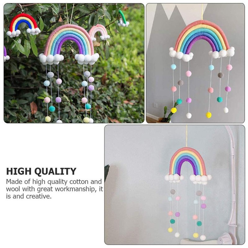 Baby Mobile Baby Bed Wind Chimes Hanging Clouds Raindrops Rainbow