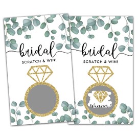 Bridal Shower Scratch Off Games, Bridal Shower Decorations, Greenery Bridal Raffle Lottery Tickets Cards for Bridal Shower Bachelorette Party Wedding Engagement Party, Set of 50 Cards (a16)