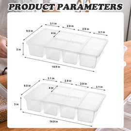 2 Pack Divided Veggie Tray with Lid, 5 Compartment Snackle Box Container for Fridge, Clear Refrigerator Organizer Bins Plastic Food Storage Containers for Snack, Fruit, Vegetable, Salad, Meat