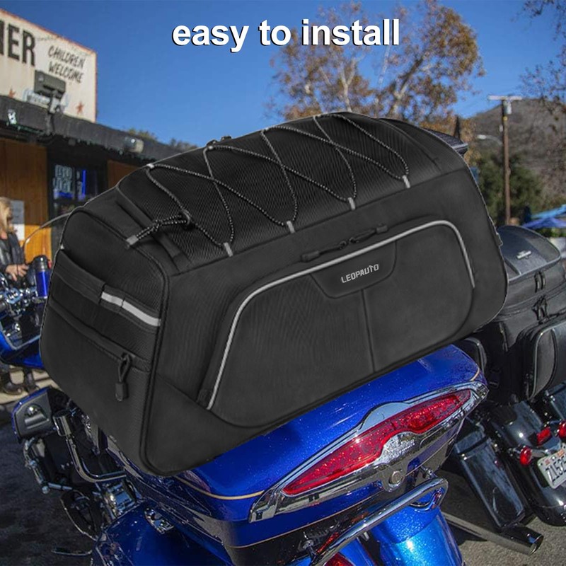 Leopauto Motorcycle Tail Bag - Waterproof Large Capacity Motorcycle Trunk