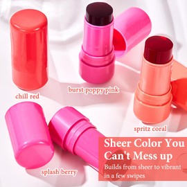 4 Stück Milk Jelly Blush,Milk Makeup Jelly Blush,Milk Blush,milk Makeup Blush,Langanhaltender Gefrorener Lipgloss,Glatte Lippenlinien,Hochglänzendes Antihaft-Lippen-Make-Up,4 Farbverpackungen