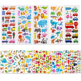 26 Hojas Pegatinas para Niños, 600+ 3D Puffy Pegatinas, Kid Stickers para Niños y Niñas, Calcamonias 3D Infantiles, Incluye Animales, Frutas, Flores, Dinosaurios, Números, Aviones y Más
