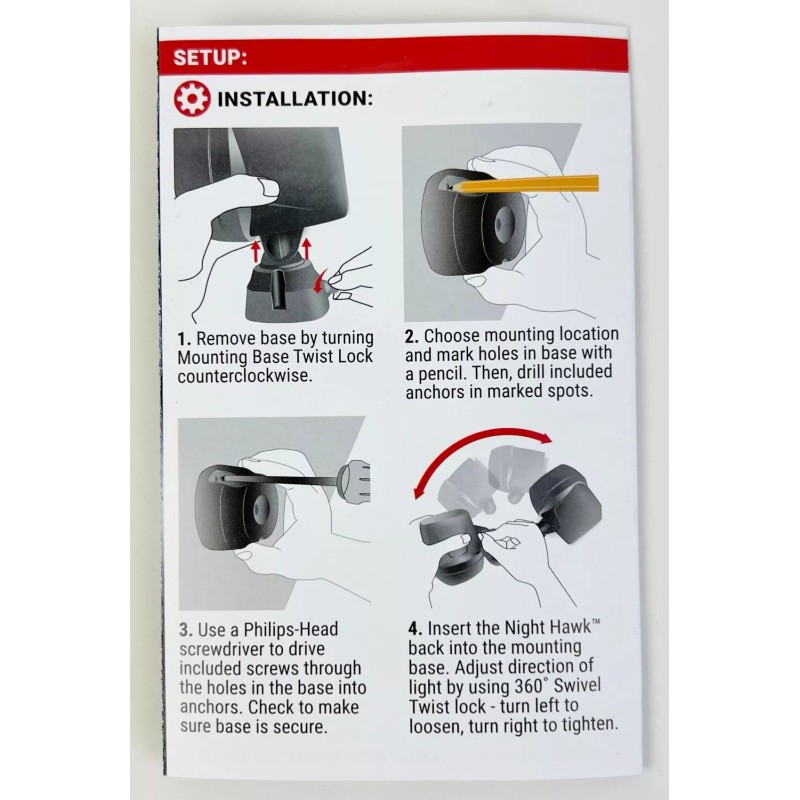 NIGHTHAWK 2 Night Hawk Security Spotlight 450 Lumen LED Battery