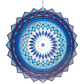 CIM Stainless Steel Wind Chime - Mandala Assam - Diameter 250 mm - Smooth-Rotating Wind Mobile with Brilliant Colours and Fine Patterns - Includes Suspension - Attractive Room, Window and Garden
