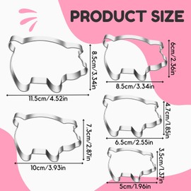 PTaizjjz 5PCS Pig Cookie Cutter Set - 11.5cm,10cm.8.5cm,6.5cm,5cm - 5 Piece Cute Piggy Farm Animal Cookie Cutters Shapes Molds for Kids - Stainless Steel