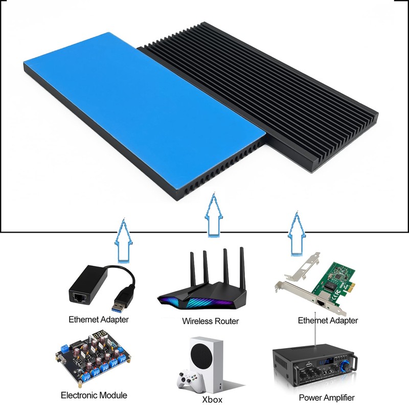 Awxlumv 2個ヒートシンク 導熱接着シート 熱暴走対策 冷却 薄型 ラジエーターフィンCPU ICチップ 回路基板 LEDアンプに適用