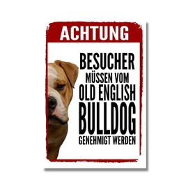 Old English Bulldog Approval Dog Sign Saying Door Sign Dog Sign Warning Sign Gift Idea Safety Sign Dog Private Property Dog Warning Warning Before the Dog OEB