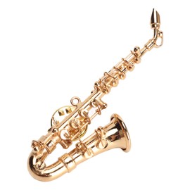 TIKATARER Musical Instrument Brooch, Gold Saxophone Brooch Pin with Red Velvet Lined Instrument Case