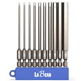 LABEAR - 10-Piece 4" Metric Hex Head Allen Wrench Screwdriver Bit Set. S2 Steel (H1.5, H2, H2.5, H3, H4, H4, H5, H6, H7, H8)