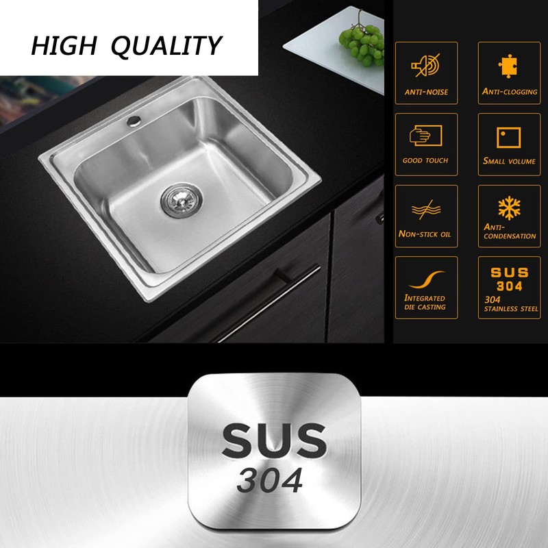 WellsSinkware 22 Guage Stainless Steel Rectangular Single Bowl Topmount Kitchen