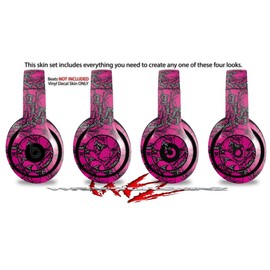 Skin Decal Wrap Compatible with Beats Studio 2 and 3 Wired and Wirelesss Scattered Skulls Hot Pink Skin Only Headphones NOT Included