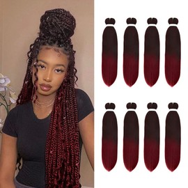 8 Pack Ombre Braiding Hair Pre Stretched - 20" 80G/Pack Premium Pre Stretched Braiding Hair Extensions, Professional Itch Yaki Texture Prestretched Hair(1Bbug)