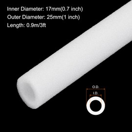 Rebower 4pcs Pipe Insulation Foam Tube 0.7" ID x 1" OD 3ft Heat Preservation Foam Pipe [for Copper Water Pipe Freeze Protection] - 17mmx25mm/White