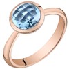 PEORA Swiss Blue Topaz Solitaire Dome Ring for Women 14K