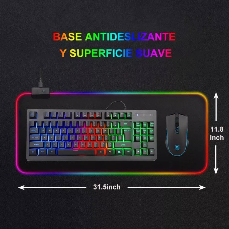 Homni Alfombrilla Ratón Rgb Gamer Base De Goma Antideslizante 800