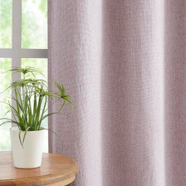 Pink Full Blackout Window Curtains Panels for Nursery Girls Bedroom, 63 Inches Long Thermal Insulated Burlap Linen Drapes Grommet 100 Room Darkening Curtains for Bedroom (40x63x2, Pink)