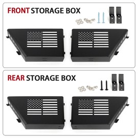 Z8 4 Pack Metal Front and Rear Door Storage Box with USA Flag Style, Door Side Insert Organizer Box Pockets Compatible with 2011+ Jeep Wrangler JK JKU 4 Door,Interior Storage Expansion Accessories