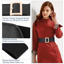 JASGOOD Women Dress Waist Belt Stretchy Elastic Vintage Belts for Dress Santa Belt with Metal Buckle