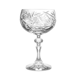 Barski Champagne Glasses - Flute - Saucer - Belle Coupe - Set of 6 Glasses - Hand Cut Crystal - Beautifully Designed - Each Glass is 8 oz Made in Europe