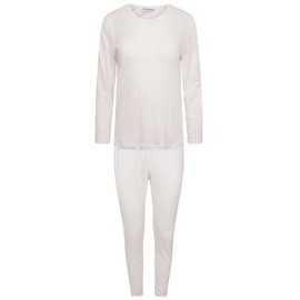 Daisy Dreamer Girls Thermal Set Long Sleeve Top & Pants Sets Warm Winter Tops Pant Bottoms For Children, White 9-11 Years