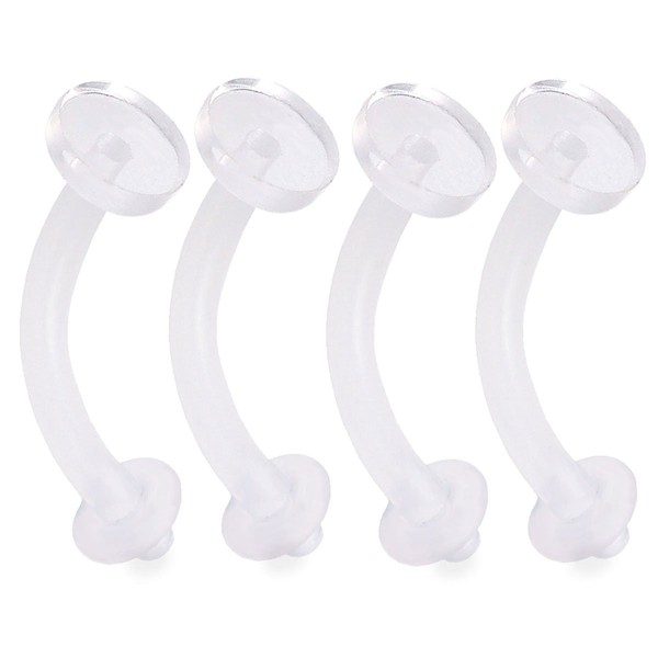 bodyjewellery 4pcs 16g Curved Barbell Eyebrow Piercing Rings Clear Retainer