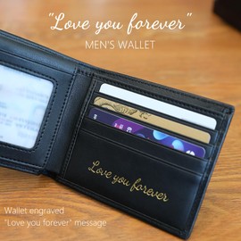 DUMBEN Love You Forever Wallet for Men, Genuine Leather Mens Wallet, Unique Birthday Gifts for Men, Meaningful Mens Gifts Ideas for Husband Dad Son...for Father's Day Valentine's Day Christmas