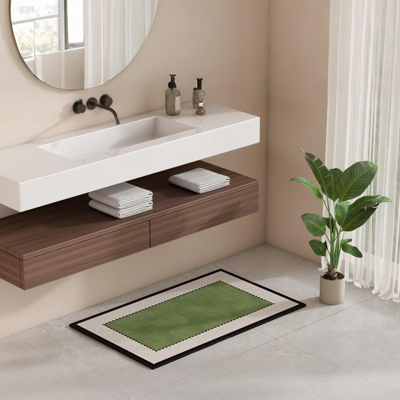 Ultra Thin Bath Mat 24"x16",Absorbent Quick Dry Washable Bath Rug,