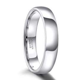SHINYSO 4mm Tungsten Carbide Ring Dome Polished Wedding Band for Men Women Silver Comfort Fit Size 8