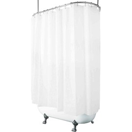 De-Mediocre Clawfoot Tub Shower Curtain 180x60 Inch White Liner All Warp Around Extra Wide 36 Metal Hooks Vinyl Bath Curtain for Clawfoot Stand Up Tub Bathroom PEVA Waterproof Liner
