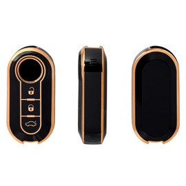 OFFCURVE Car Key Cover Car Key Case Key Fob Cover Car Key Protector with Car Key Fob Compatible with FIAT 500 Lancia Punto Panda Ypsilon Delta Grande Bravo Musa Flip Falten