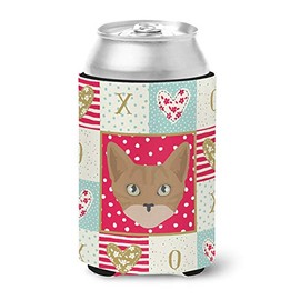 Caroline's Treasures CK5086CC Australian Mist Cat Love Can or Bottle Hugger, Red Cooler Washable Drink Sleeve Collapsible Beverage Insulated Holder, Can Hugger, Multicolor
