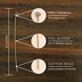 Direct Candle Supply Candle Wicks for Candle Making | 6 inch Stabilo CD 8 Wicks | 100pcs of Cotton Wicks for Candles and Candle Making Supplies