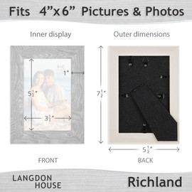 Langdon House 4x6 Picture Frames (Ash Gray, 6 Pack) Woodgrain Style, Richland Collection
