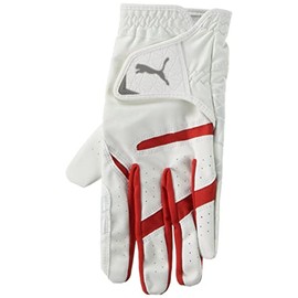 PUMA Men's Golf Gloves (Left Hand) Golf Barrier Grip Gloves, bright white/puma red