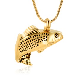 Cremation Jewelry for Ashes Stainless Steel Fish Shape Design Memorial Urn Necklace Keepsake Jewelry Gift Men Women Multifunction Necklace