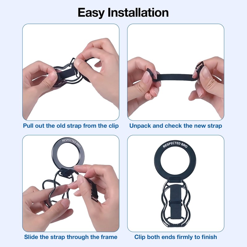 RESPECTED-BRO-3-PCS-Elastic-Strap for Magnetic Phone Grip Stand with Finger Strap, 4-in-1