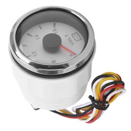 Boat Voltmeter, 52 mm Marine Voltmeter 8-16 V Pointer 7 Colours Backlight IP67 Waterproof Voltmeter for Boat RV Car 9-32 V (White) Other Measuring Devices